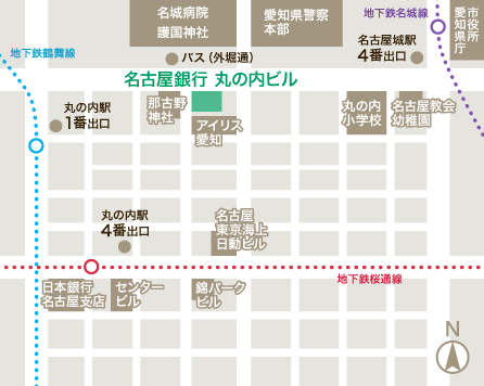 名古屋銀行丸の内ビルまでの経路地図
